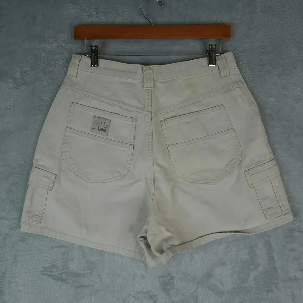 Lee Riveted Cargo Shorts Womens 10 Medium (29x4,5) Tan Cotton High Rise Mom‎